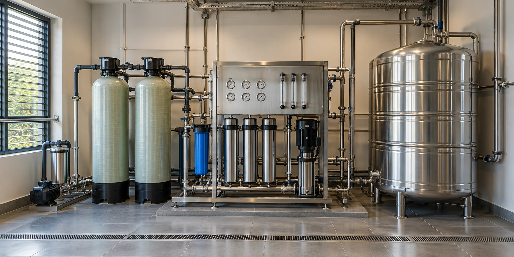 Concept view of a commercial water purification installation
